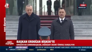 Başkan Erdoğan Kırgızistan'da resmi törenle karşılandı