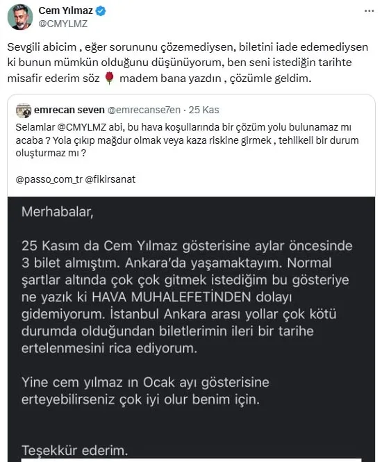 Cem Yılmaz, izleyicisinin talebine yanıt verdi