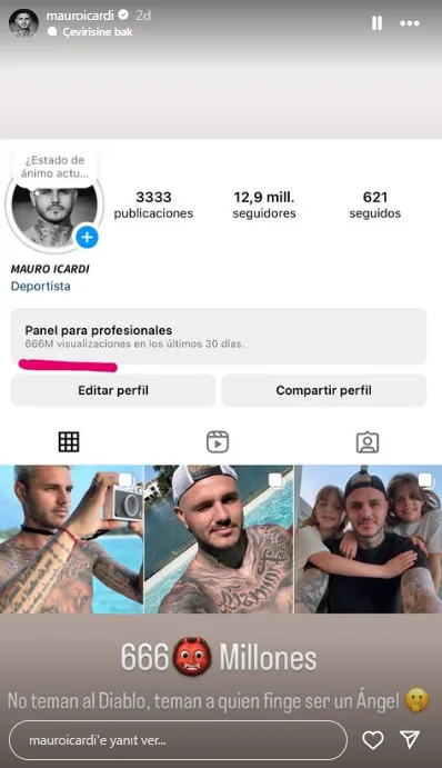 Mauro Icardi sosyal medyada 666 milyon görüntüleme aldı