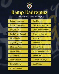 Fenerbahçe'nin Trabzonspor Maçı Kadrosunda 3 Eksik