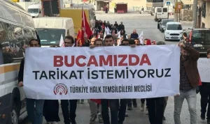 Buca'da tarikat yurduna karşı eylem yapıldı