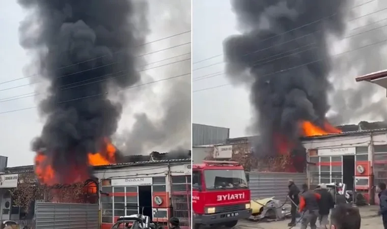 Tokat'ta sanayi sitesinde yangın paniği