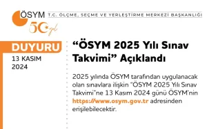 ÖSYM 2025 sınav takvimini açıkladı