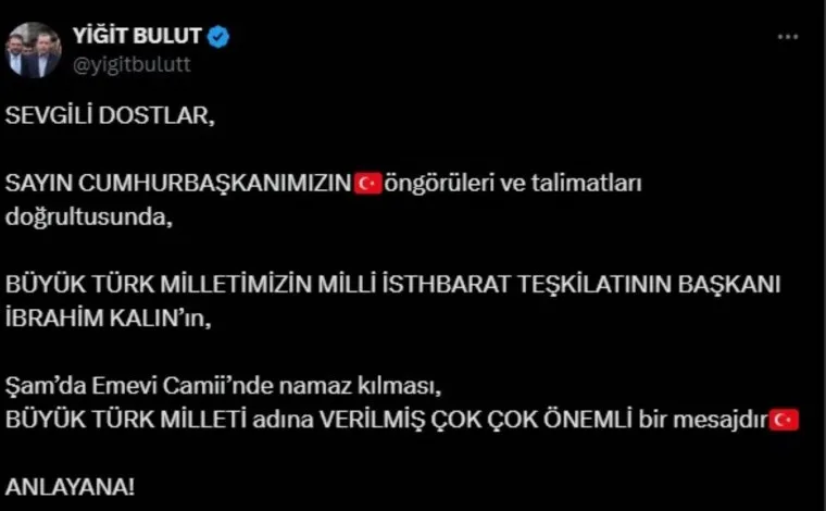 Yiğit Bulut, Emevi Camii'ndeki paylaşımını değiştirdi