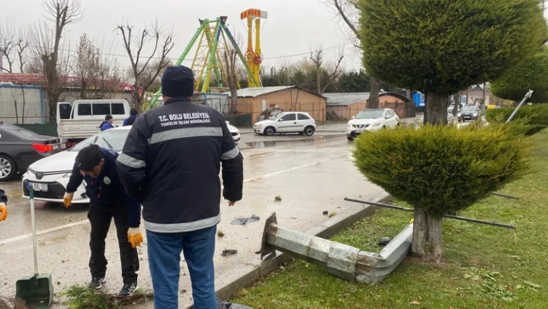 Bolu'da kamyonet elektrik direğine çarptı, 1 kişi yaralandı