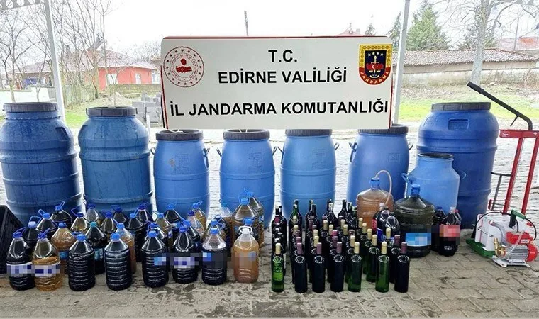 Edirne'de yılbaşı denetiminde 1.560 litre sahte şarap ele geçirildi