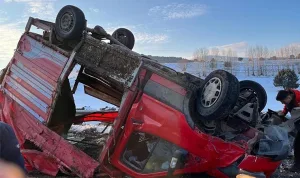 Ardahan'da hayvan yüklü kamyonet ile TIR çarpıştı, 3 yaralı