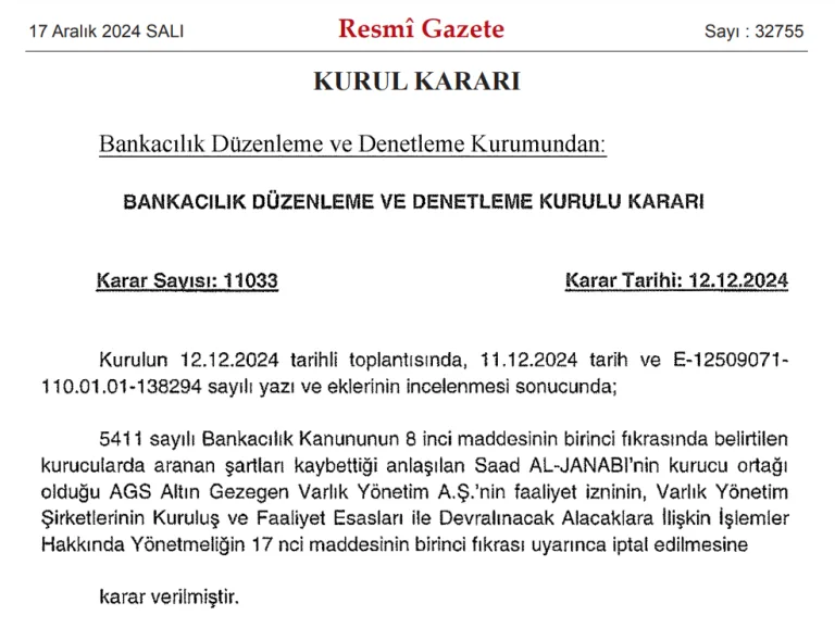 BDDK kararları Resmi Gazete'de yayımlandı