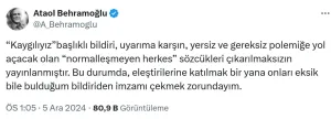 Ataol Behramoğlu imzasını çekti, bildiri eleştirildi