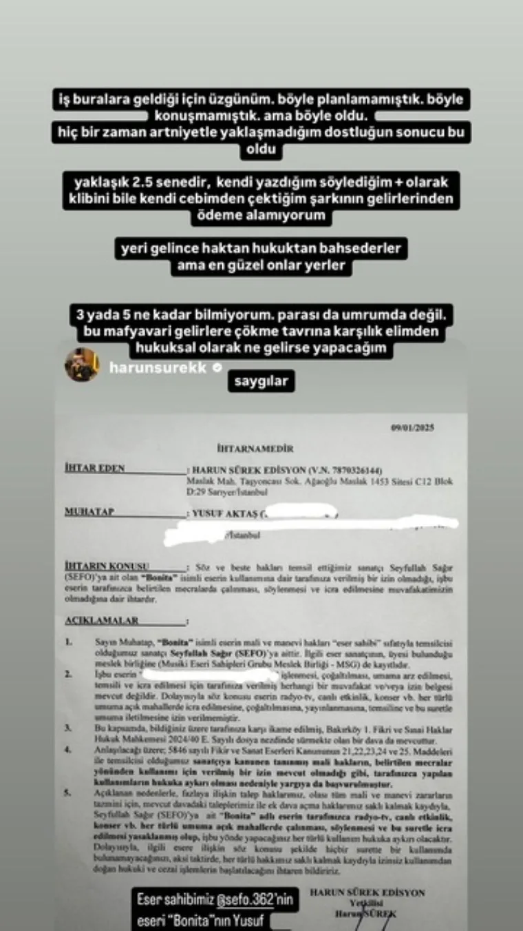 Sefo, Reynmen'e dava açtı: 2,5 yıl ödeme almadı