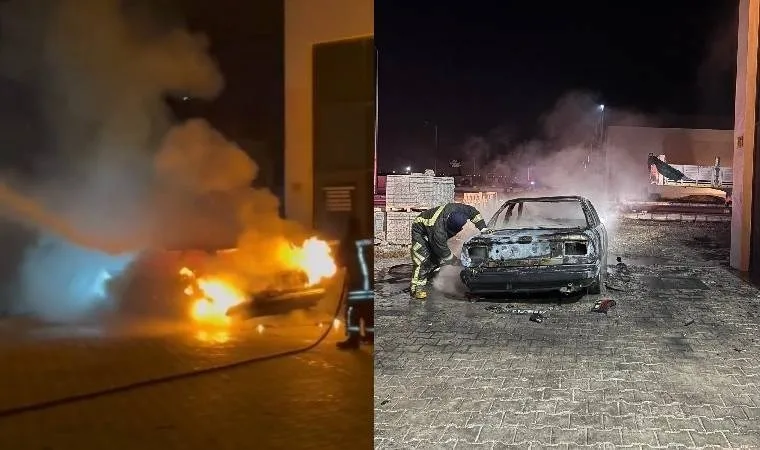 Konya'da tamir için bırakılan otomobil yandı