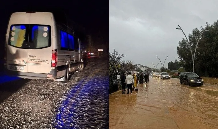 Muğla'da sağanak yağış araçları yolda bıraktı, evleri su bastı