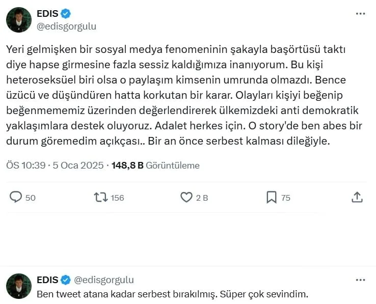 Edis, Murat Övüç'ün gözaltına alınmasına tepki gösterdi